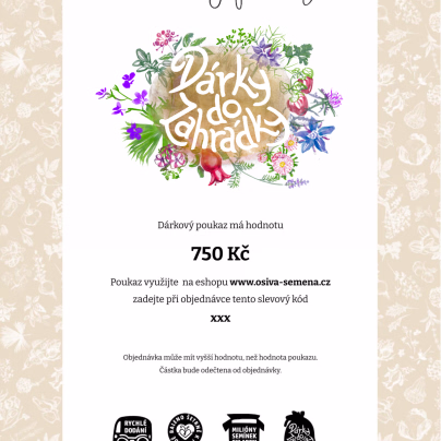 Dárková poukázka - voucher v hodnotě 750,- Kč