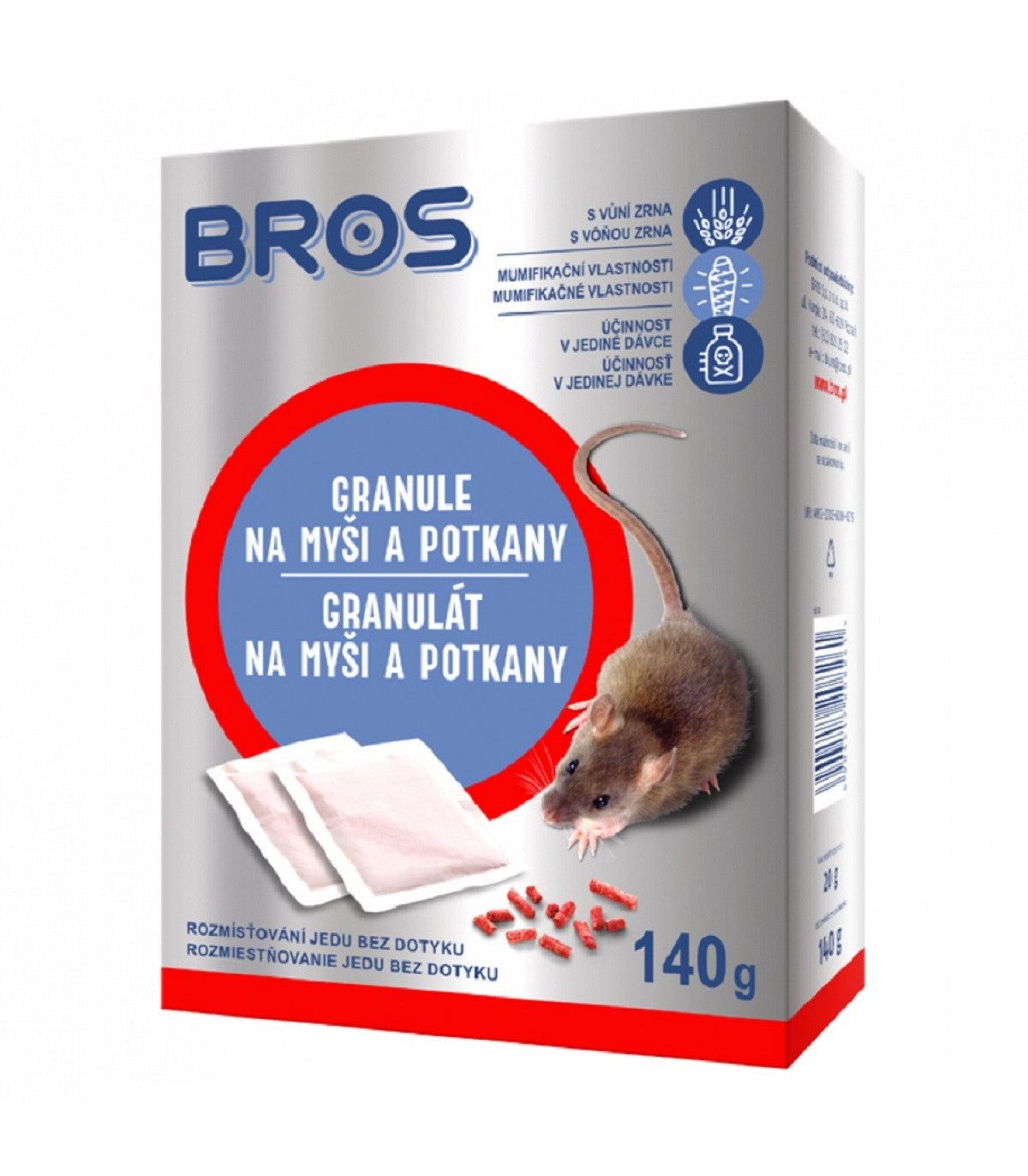Granule na myši a potkany - Bros - ochrana proti hlodavcům - 7 x 20 g