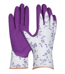 Rukavice dámské pracovní Flower - fialové - velikost 7 - pěstební pomůcky - 1 pár