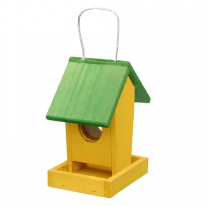 Dřevěné krmítko - žluto-zelené - domek pro ptactvo - 1 ks