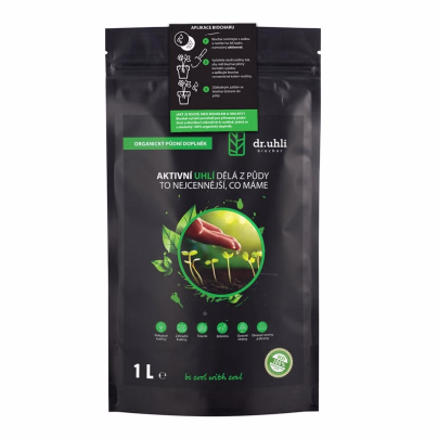 Biochar - aktivní uhlí k rostlinám - Devrakon - práškové hnojivo - 1 l