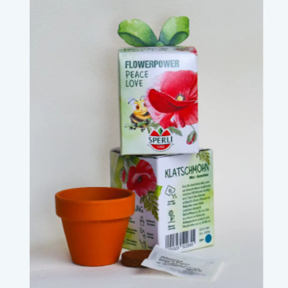 Mini sada na pěstování vlčího máku - včetně květináče, substrátu a semen - Sperli - 1 ks