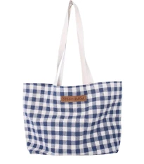 Plátěná taška s kostkovaným vzorem - modro-bílá - Strömshaga AB - 1 ks