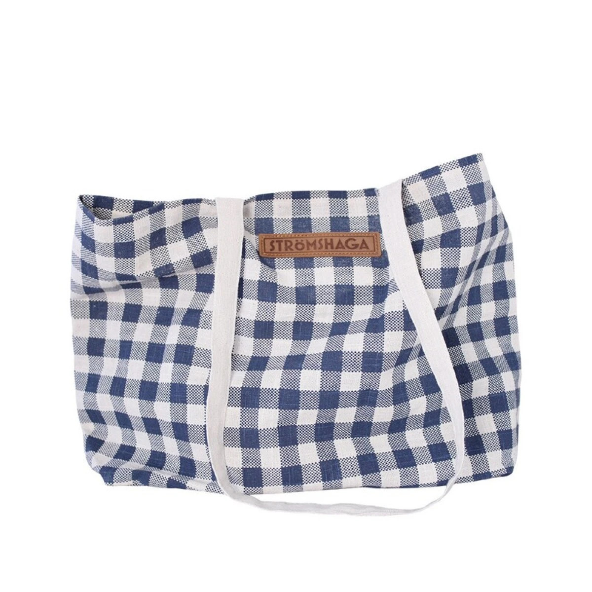 Plátěná taška s kostkovaným vzorem - modro-bílá - Strömshaga AB - 1 ks