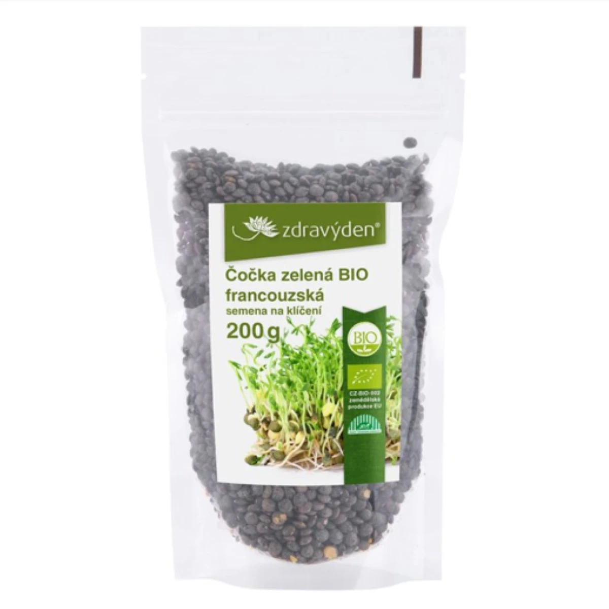 BIO Čočka zelená francouzská - Lens culinaris med - bio osivo na klíčky - 200 g