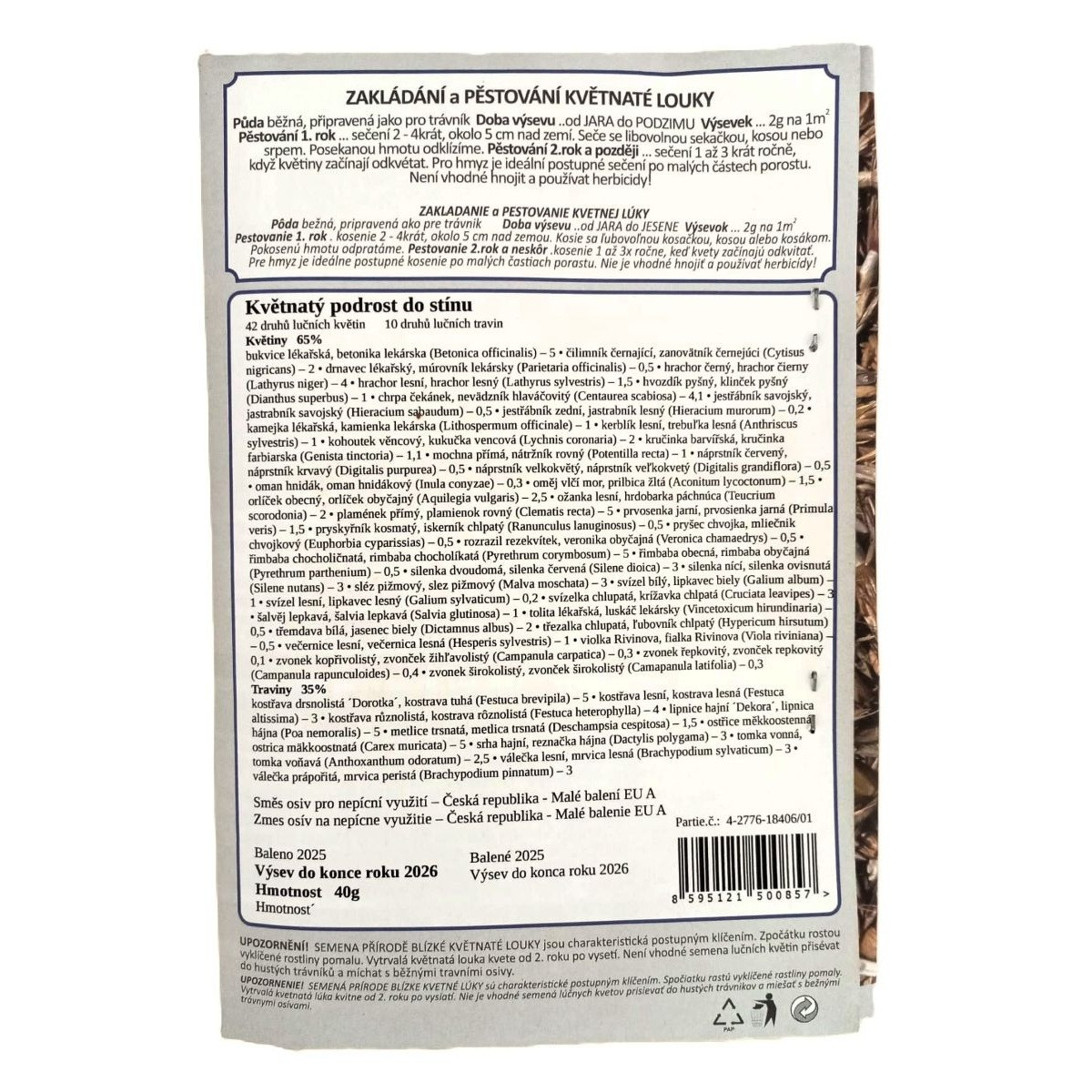 Květnatý podrost do stínu – luční kvítí – směs – osivo Planta Naturalis