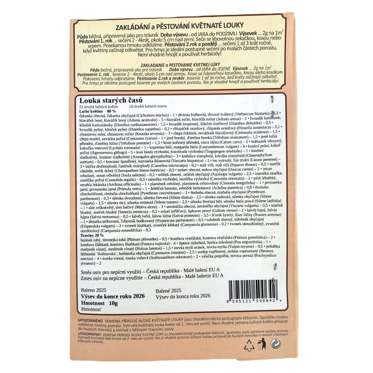 Louka starých časů - osivo Planta Naturalis - směs lučních květin - 10 g