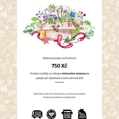 Vánoční poukázka - voucher v hodnotě 750,- Kč