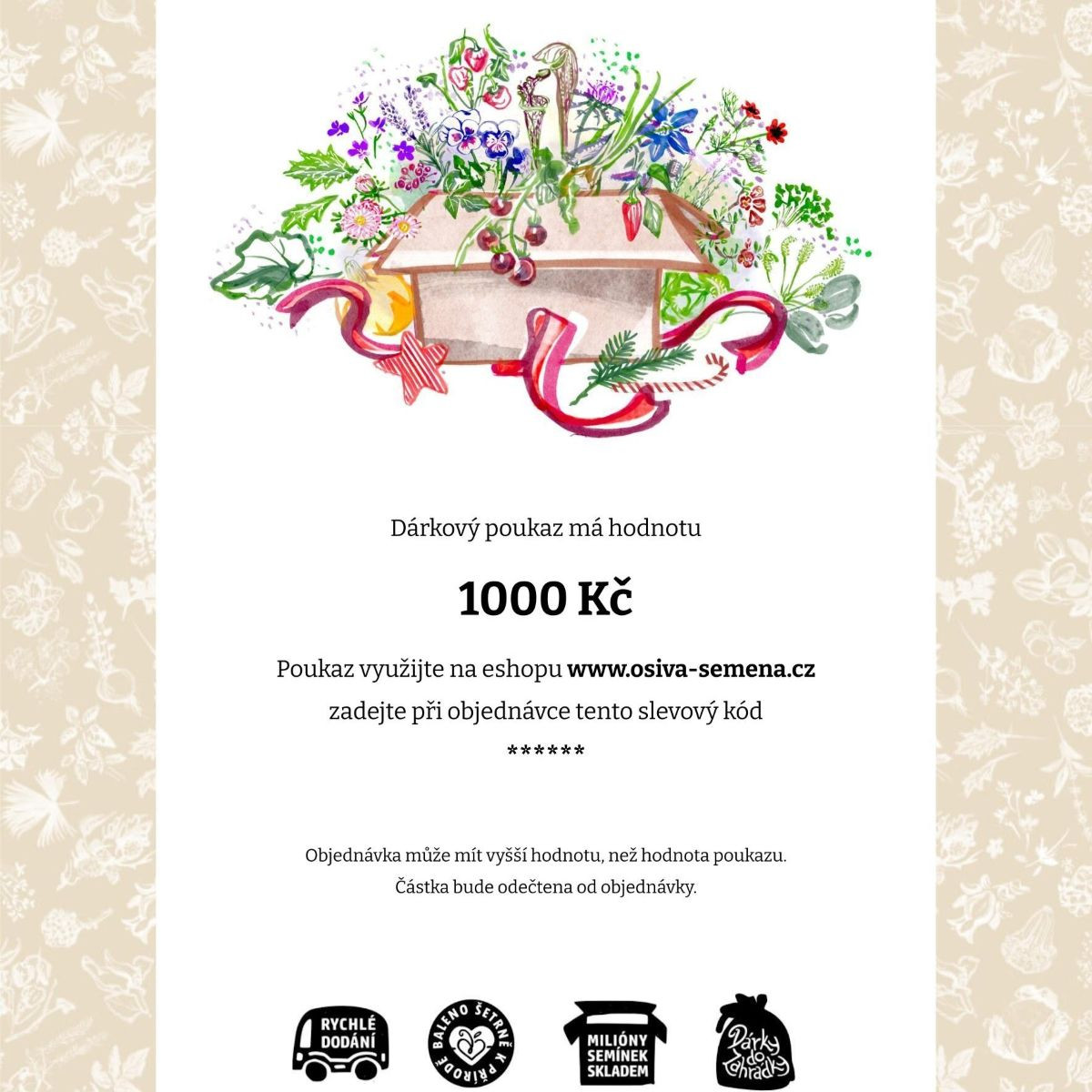 Vánoční poukázka - voucher v hodnotě 1000,- Kč