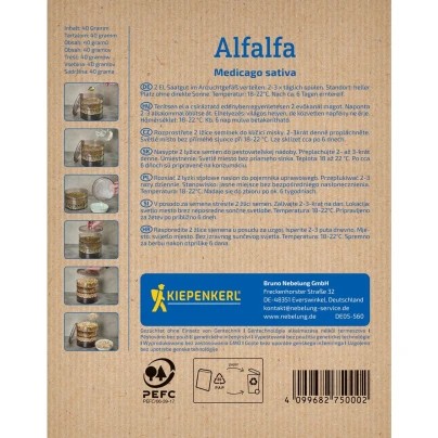 BIO Alfalfa – Vojtěška – Kiepenkerl – bio osivo na klíčky - 40 g