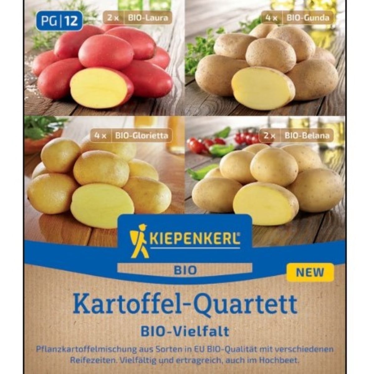 BIO Sadbové brambory - 4 druhy - rozmanitost - Solanum tuberosum - sadba - 12 ks