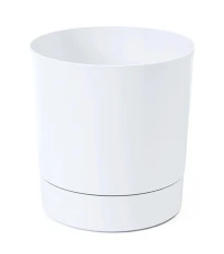 Květináč Aura s podmiskou - bílý - 15 x 15 cm - pěstební pomůcky - 1 ks