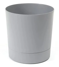 Květináč Aura s podmiskou - šedý - 18 x 18 cm - pěstební pomůcky - 1 ks